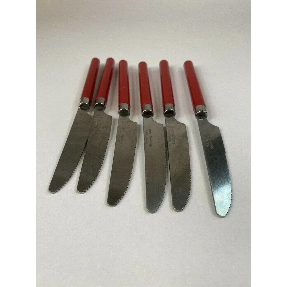Totally Today RED Plastic Handle Stainless Flatware - Six pieces Butter Knifers